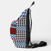 Geruite stof met persoonlijke naam sling bag (Rechts)