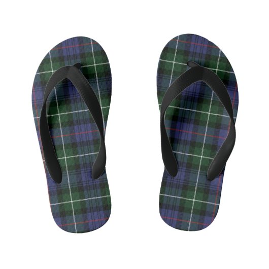 Geruite Tartan Clan MacKenzie Paars Groen Geruit Kinder Teenslippers (Voetbed)