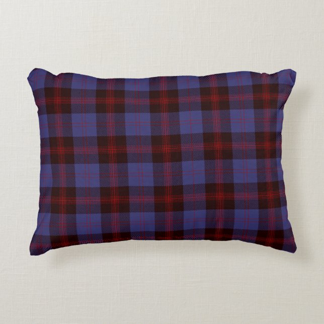 geruite tartan marineblauw rood accent kussen (Voorkant)