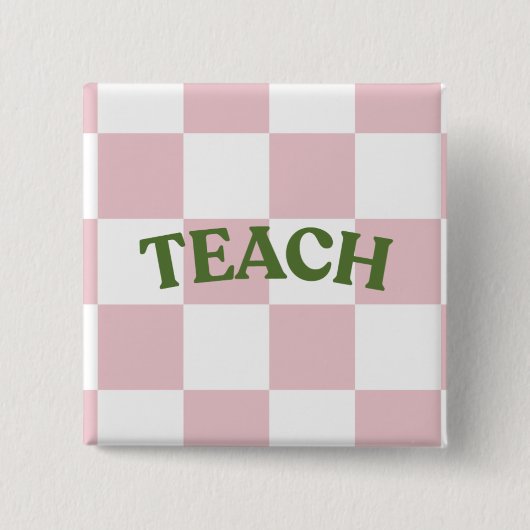 Geruite “Teach” Knop Vierkante Button 5,1 Cm (Voorkant)