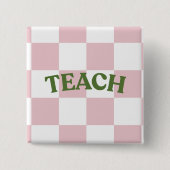 Geruite “Teach” Knop Vierkante Button 5,1 Cm (Voorkant)