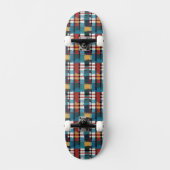 Geruite Teal Rood Geel Wit Persoonlijk Skateboard (Voorkant)