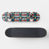 Geruite Teal Rood Geel Wit Persoonlijk Skateboard (Horizontaal)