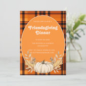 geruite teracotta tinten Friendsgiving Kaart (Staand voorkant)