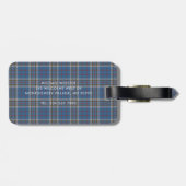 Geruite Thompson Blau Grijs Script Custom Tartan Bagagelabel (Achterkant horizontaal)