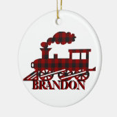 Geruite trein gepersonaliseerd keramisch ornament (Links)