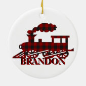 Geruite trein gepersonaliseerd keramisch ornament (Achterkant)