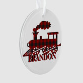 Geruite trein gepersonaliseerd  ornament (voorkant)