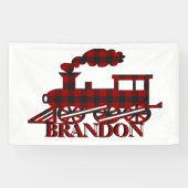 Geruite trein gepersonaliseerd spandoek (Horizontaal)