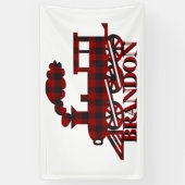 Geruite trein gepersonaliseerd spandoek (Verticaal)