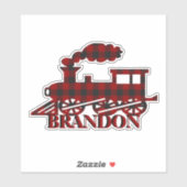 Geruite trein gepersonaliseerd sticker (Vel)