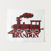 Geruite trein gepersonaliseerd wandkleed (Voorkant (horizontaal))