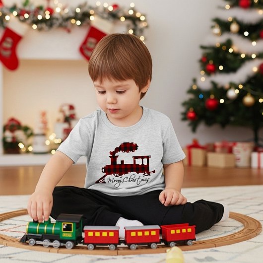 Geruite trein Prettig kerstfeest Kinder Shirts