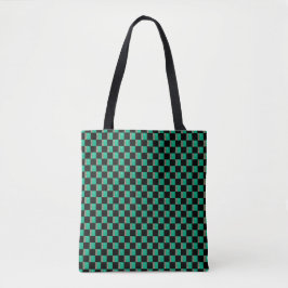 Geruite Turkmeense vlag patroon Tote Bag
