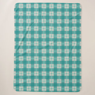 geruite turquoise sherpa deken