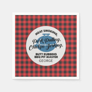 Geruite Vaderdag Rustieke BBQ Vader Gepersonalisee Servet