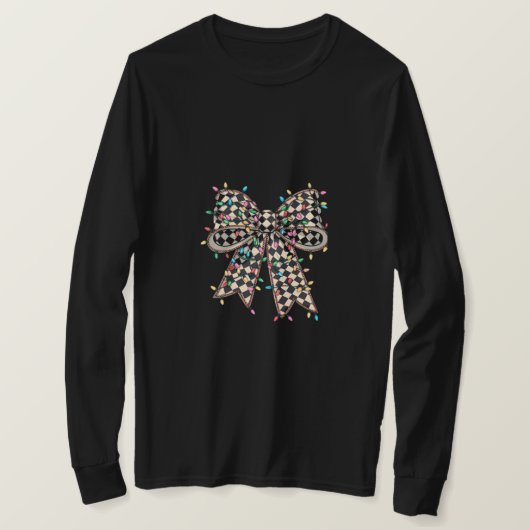 Geruite vakantieboog met kerstverlichting t-shirt (Design voorkant)