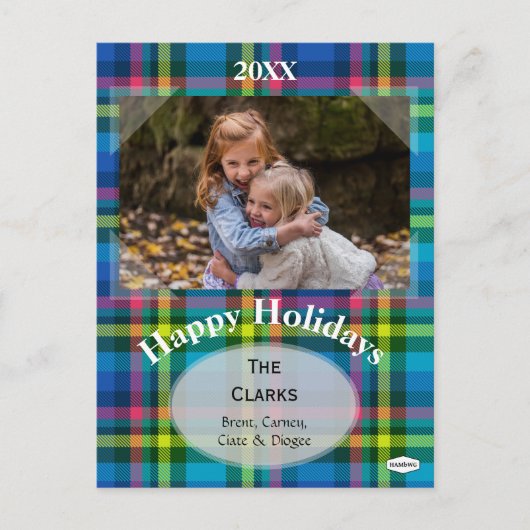 Geruite vakantiekaart van HAMbWG Feestdagenkaart (Voorkant)