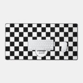 Geruite vakken Zwart en Wit retro monogram Bureaumat (Keyboard & Muis)