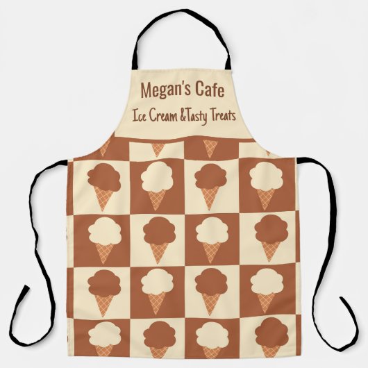Geruite vanille chocolade ijs aangepaste naam schort (Voorkant)