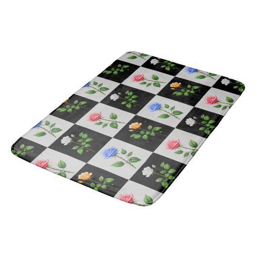 Geruite veelkleurige Rozen bloemontwerp Badmat (Gekanteld)