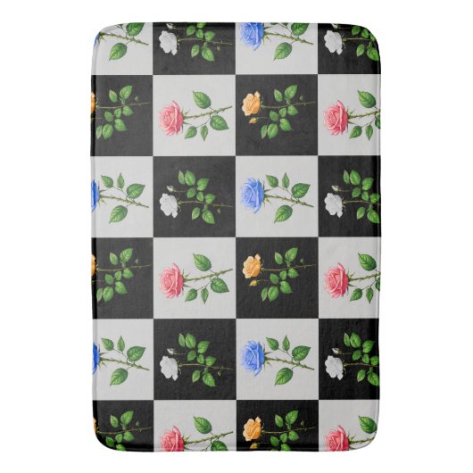 Geruite veelkleurige Rozen bloemontwerp Badmat (Voorkant Verticaal)