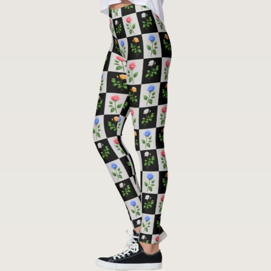 Geruite veelkleurige Rozen bloemontwerp Leggings