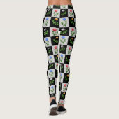 Geruite veelkleurige Rozen bloemontwerp Leggings (Achterkant)