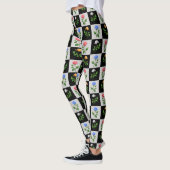Geruite veelkleurige Rozen bloemontwerp Leggings (Links)