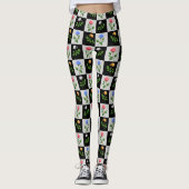 Geruite veelkleurige Rozen bloemontwerp Leggings (Voorkant)