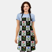 Geruite veelkleurige Rozen bloemontwerp Schort (Gedragen)