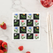 Geruite veelkleurige Rozen bloemontwerp Servet (Insitu)