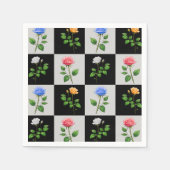 Geruite veelkleurige Rozen bloemontwerp Servet (Voorkant)