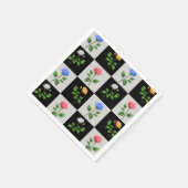 Geruite veelkleurige Rozen bloemontwerp Servet (Hoek)