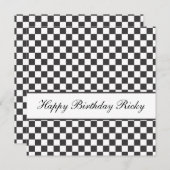 Geruite verjaardagsuitnodiging kaart (Voorkant / Achterkant)