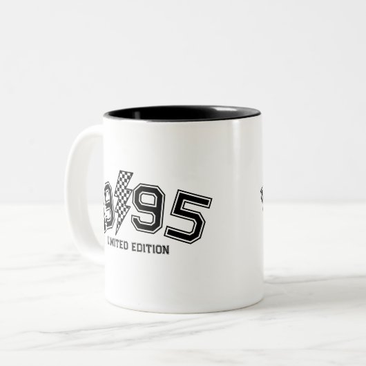 Geruite Verlichting Bolt Custom Geboortejaar Verja Tweekleurige Koffiemok (Voorkant links)