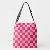 Geruite vierkanten heet roze perzik geometrische r crossbody tas (Achterkant)