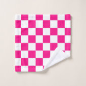 Geruite vierkanten heet roze wit geometrische retr bad handdoek (Wasdoekje)