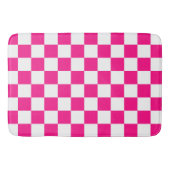 Geruite vierkanten heet roze wit geometrische retr badmat (Voorkant)