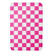 Geruite vierkanten heet roze wit geometrische retr badmat (Voorkant Verticaal)