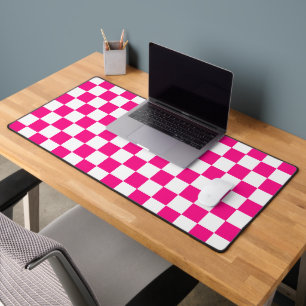 Geruite vierkanten heet roze wit geometrische retr bureaumat