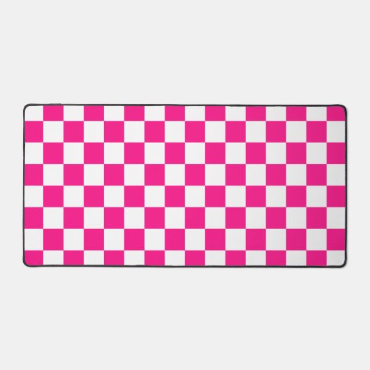 Geruite vierkanten heet roze wit geometrische retr bureaumat (Voorkant)