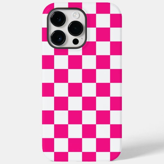 Geruite vierkanten heet roze wit geometrische retr Case-Mate iPhone case (Achterkant)