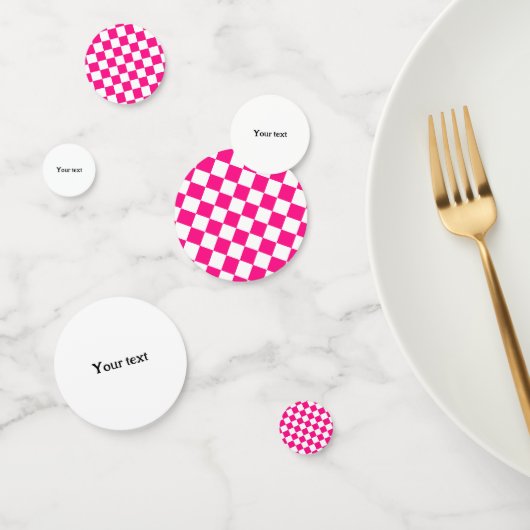 Geruite vierkanten heet roze wit geometrische retr confetti (Groep)