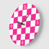 Geruite vierkanten heet roze wit geometrische retr grote klok (Hoek)