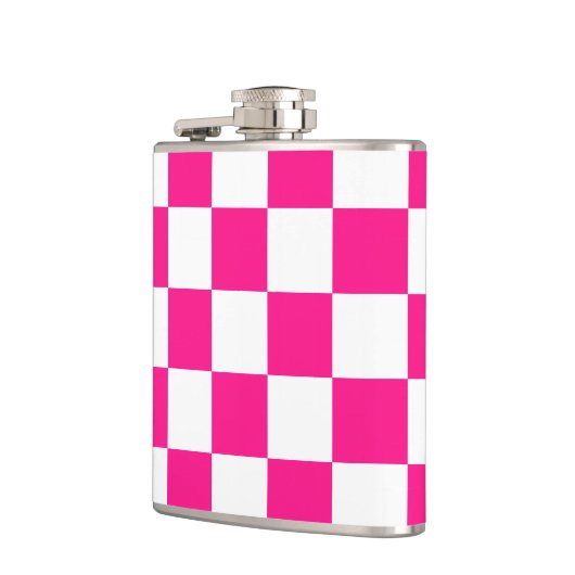 Geruite vierkanten heet roze wit geometrische retr heupfles (Links)