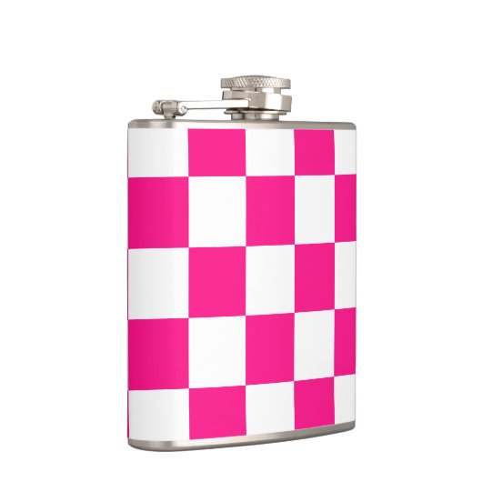 Geruite vierkanten heet roze wit geometrische retr heupfles (Rechts)