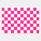 Geruite vierkanten heet roze wit geometrische retr inpakpapier vel (Voorkant 2)