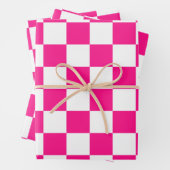 Geruite vierkanten heet roze wit geometrische retr inpakpapier vel (In situ)