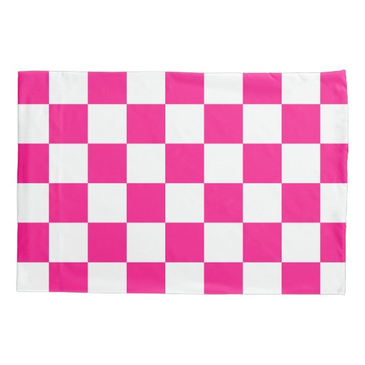 Geruite vierkanten heet roze wit geometrische retr kussensloop (Achterkant)